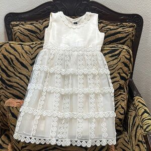 Oscar de la Renta White Cream Tiered Sundress Formal